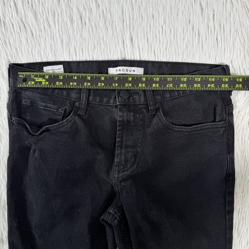 Pantalones de mezclilla Pacsun negros apilados ajustados tiro medio desgastados para hombre talla 31 X 32 - Imagen 5 de 24