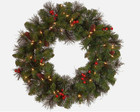 National Tree Pre-Lit Artificial Christmas Wreath 24" Decorated Crestwood Spruce