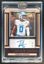 2024 Panini Football One Terrion Arnold Day Auto Red /49 #140 RC Detroit Lions
