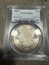 1880-S Morgan Silver Dollar PCGS MS66 Obverse Prooflike Rim Toned