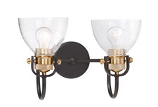 Minka Lavery Monico 2 Light Bathroom Vanity, Bronze / Natural Brushed Brass