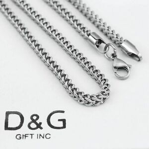 Box DG Men's 24" Silver Stainless-Steel 3mm Round Box Chain Necklace*Unisex Box DG Men's 24" Silver Stainless-Steel 3mm Round Box Chain Necklace*Unisex