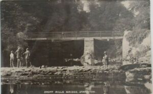 RPCC-Stuff-Mills-Bridge-Shapleton-England-Children-Playing-Creek-Postcard-A161