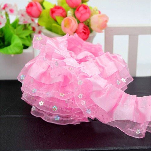 Multicolor Gathered Pleated Edge Ruffle Satin Ribbon Lace Trims Tape Fabric - Picture 4 of 16