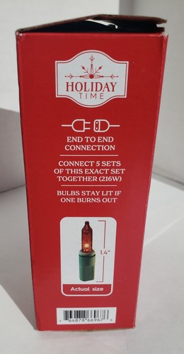 100ct RED Mini Bulb Christmas String Lights Holiday Time Miniatr Green Wire 21ft - Picture 3 of 7