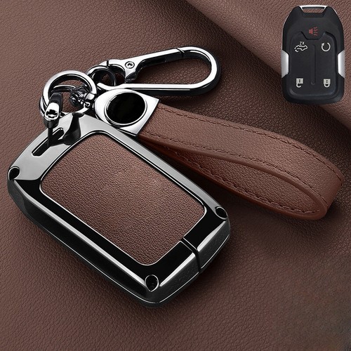 Zinc Alloy Leather Car Key Case Cover For GMC Sierra Terrai For Chevy Silverado - Picture 10 of 21