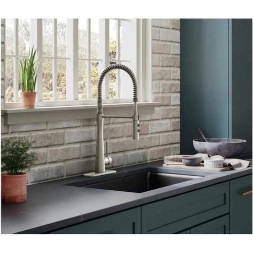 Kitchen Faucet 1-Handle Secure Docking w/ Dual Function Sprayhead Brushed Nickel - Picture 3 of 8