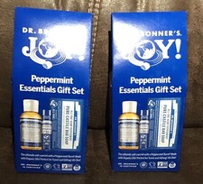 x2 Dr. Bronner's Castile Bar Soap Lip Balm Essential Gift Set Peppermint Joy