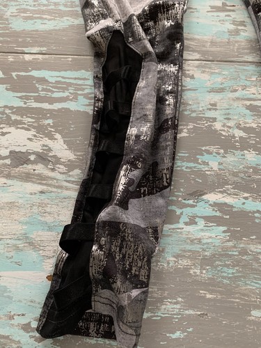 12 Girls Justice Active Pants Metallic Camo Leggings Gray Mesh Lattice Calf - Picture 2 of 8