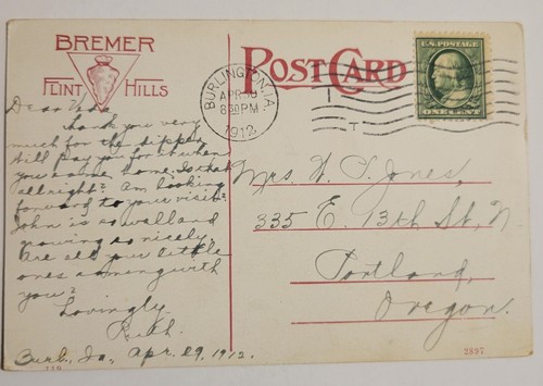 Postmarked 1912 Crapo Park Burlington Iowa IA Postcard H1 37 - Picture 3 of 4