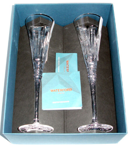 Waterford Winter Wonders Midnight Frost Crystal Champagne Flute 2 PC. 11"H NEW - Picture 5 of 9