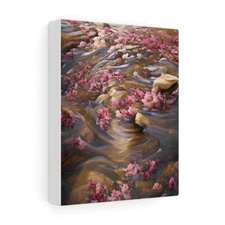 Abstract river with roses Stretched Canvas