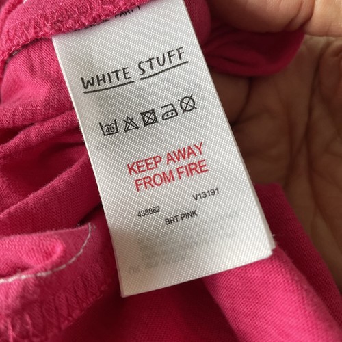 White Stuff 100% Cotton Bright Pink T Shirt Size 18 Stitch/Neck Detail - Picture 8 of 10