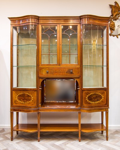Antique Mahogany Inlaid Display Cabinet By Maple & Co C.1910. - Picture 2 of 6