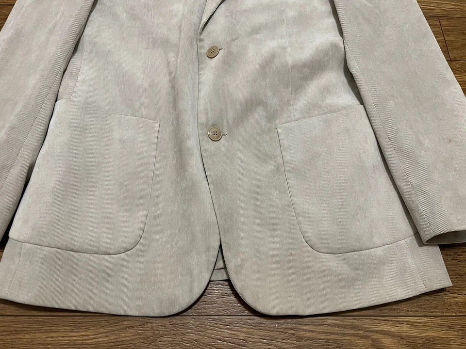 Dolce Gabbana 男式 54 米色天鹅绒意大利双扣西装外套 — 第 2/4 张图片