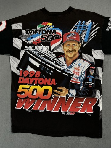 T-shirt Dale Earnhardt NASCAR Daytona 500 Champion vintage anni 90 AOP stampa all over L - Foto 19 di 21