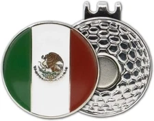 Golf ball marker with magnetic hat clip : Mexico Flag