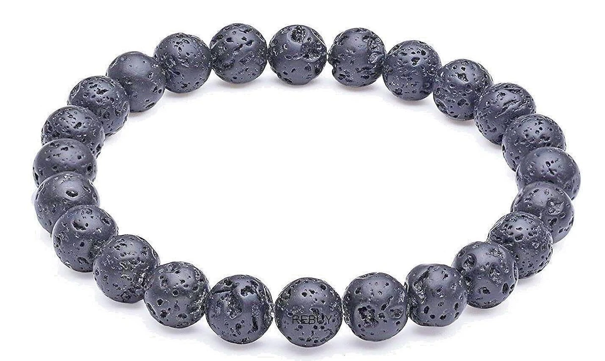 Lava Stone Beads Bracelet Natural Crystal Healing Bracelet for Men