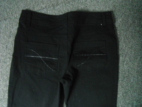 Pantalones de mezclilla Cherokee ajustados cintura 26,5"" pierna 29"" negros descoloridos niñas 13/14 años - Imagen 4 de 4