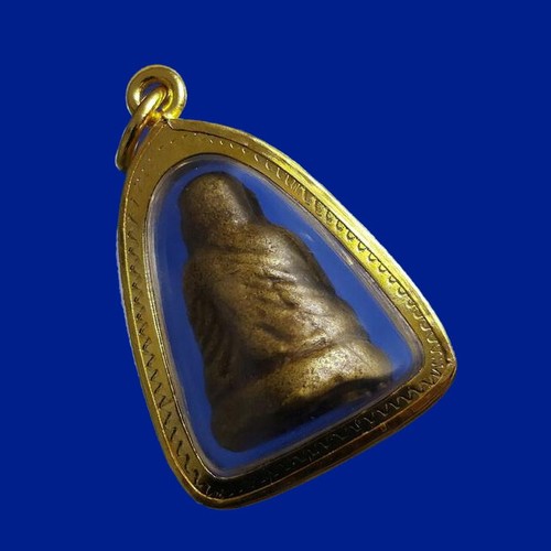Phra LP Ngern Estatua Talismán Oro Micrón Estuche Colgante Antiguo Buda Tailandés Amuleto - Imagen 4 de 4