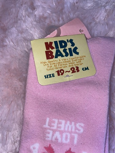 Kids Basic Socks NWT “Love Sweet” Pink Ruffle Bow Knee Socks New Small - Picture 4 of 6