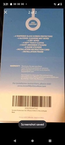 screen protector iPhone X/XS/11 Pro  4 Pack - 第 2/2 張圖片