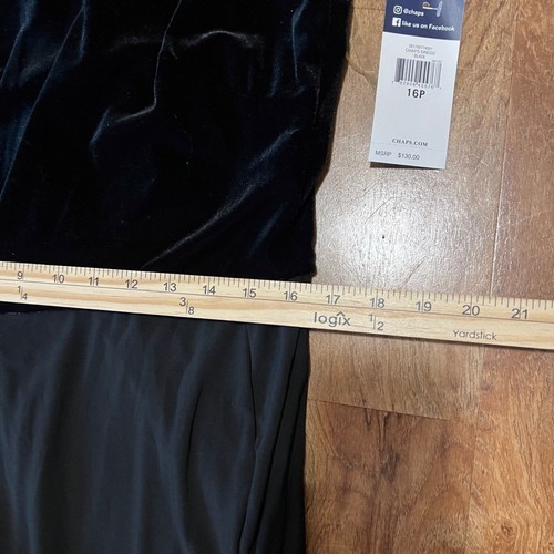NWT Chaps Jumpsuit Dress Romper 16P Petite Black Womens Suede Velvet Top $130 - Picture 7 of 13