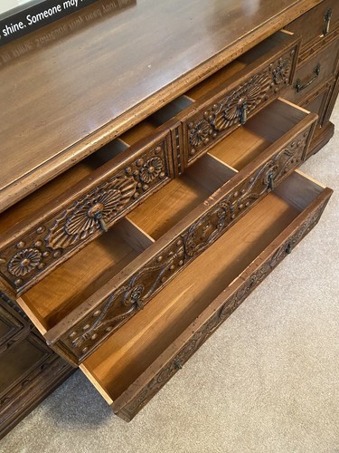 1970's JOHN WIDDICOMB Colonial Spanish Revival Dark Walnut Bedroom Set Furniture - Picture 7 of 12