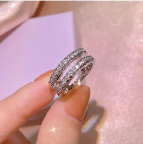 1.89Ct Round Cut Lab Created Diamond Enhancer Women's Ring 14K White Gold Plated - Picture 5 of 6