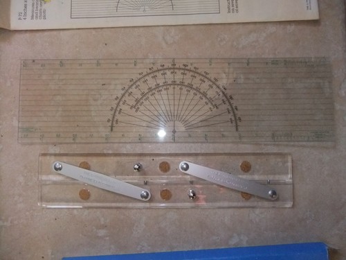 Vintage C-Thru Hinged Parallel Ruler 12" and Protractor Plotter Nautical - Picture 2 of 2