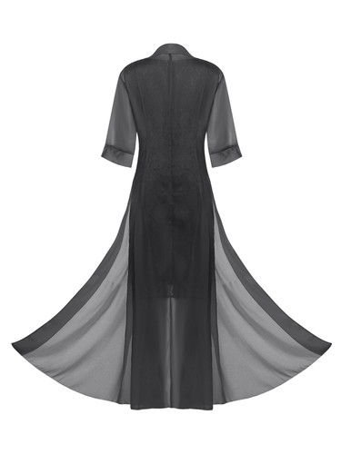 Women Set Sleeveless Evening Wear Lapel Dress Set Floral Lace Plus Size Outfit - Picture 70 of 87