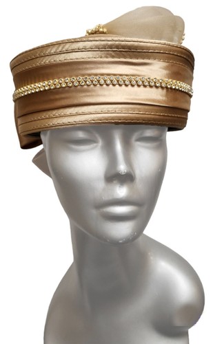 Women's designer couture satin ribbon hat church Kentucky derby Pillbox - Picture 6 of 7