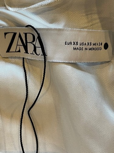 Zara Blazer Women XS Ivory Black Pin Stripe Long Sleeve Cropped Twist Front NWT - Picture 9 of 12