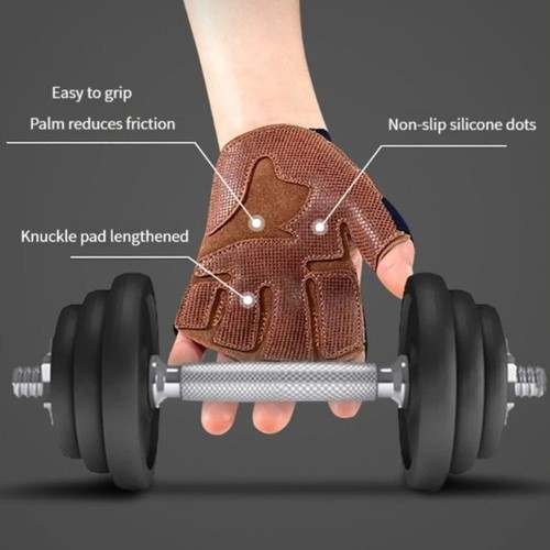 Cowhide Ventilated Weight Lifting Gloves Ventilate Gym Workout Gloves Fitness - Picture 4 of 16