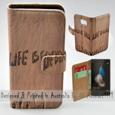 For Huawei Series - Life is Good Sand Print Wallet Mobile Phone Case Cover