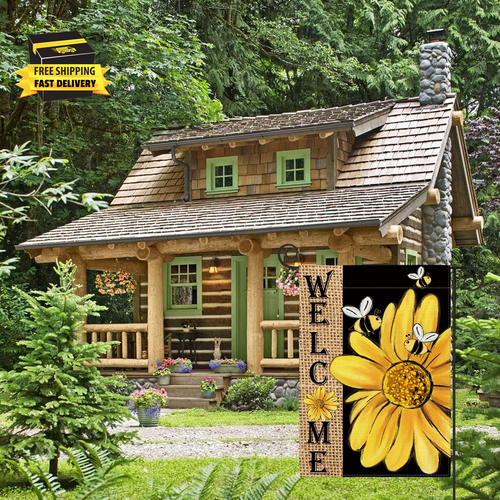 Spring Summer Bee Sunflower Garden Flag 12X18 Inch Double Sided, Welcome Holiday - Picture 4 of 7