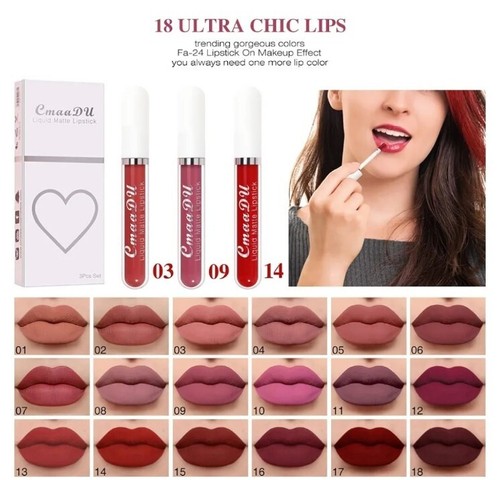 3 Pcs Matte Liquid Lipstick Makeup Set, Waterproof Quick-drying Non-Stick Set#10 - Picture 4 of 6