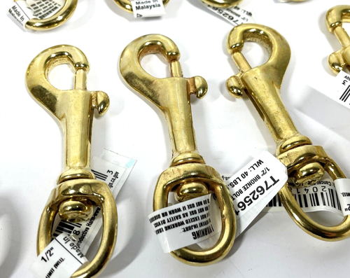 10 Pack CAMPBELL 1/2" Bronze Bolt Snap 40lb Swivel Belt Keychain Clip - Picture 2 of 4