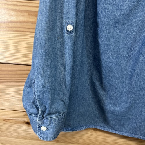 Camisa de mujer Talbots 0X Chambray Denim Popover Top Cuello de algodón 1/2 botones B144 - Imagen 6 de 13