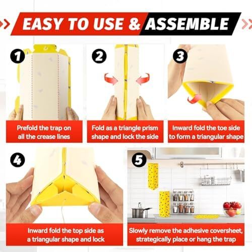 10Pcs Yellow Sticky Fly Traps W/Hook Non Toxic Odorless Gnat Bug Catchers Indoor - Picture 4 of 7