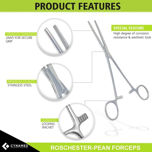 Cynamed Stainless Steel Heavy Duty Hemostat Locking Forceps Clamps Serrated Jaws - Picture 17 of 61