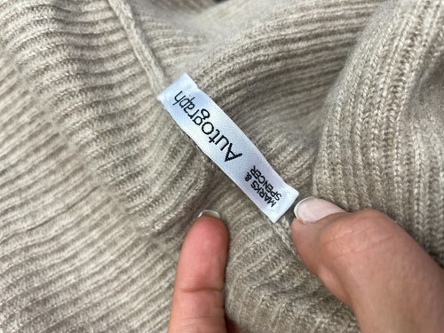 M&S Marks & Spencer Autograph Gr. S / M 100% KASCHMIR dicke Strickjacke Beige - Bild 8 von 9