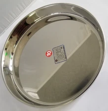 IKM Stainless Steel Heavy Dinner Plate/kumcha & Beading Thali No-10 Set of 2