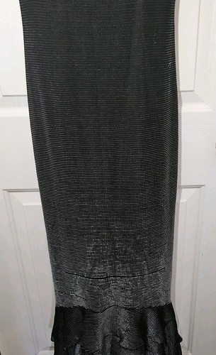 JS Collections Dress SZ 8 Black Silver Metallic Gradient Fibers Y2K Bodycon READ - Picture 5 of 19