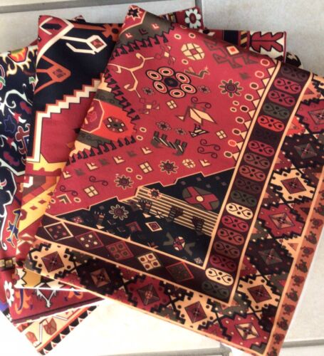 Set 4 Cushion Covers New Pattern Orange / Red Multi Square 18in White Back Zip - Picture 3 of 11