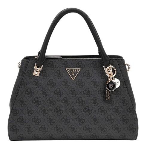 GUESS Noelle Girlfriend Satchel Handtasche Tasche Coal Logo anthrazit