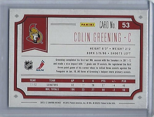 2012-13 Limited #53 Colin Greening 292/299 - Bild 2 von 2