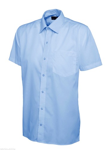 Mens Premium Plain Short Sleeve Shirt Formal Casual Size Small to 3XL Easy Care - Picture 3 of 11