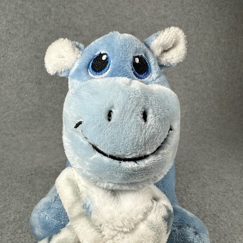 Coperta di sicurezza Little Beginning blu ippopotamo Lovey bianca peluche stelle morbide bambino - Foto 4 di 17