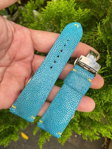 Blue Stingray Leather Watch Strap Band, Size 16mm 18mm 19mm 20mm 22mm 24mm 26mm - Picture 8 of 11